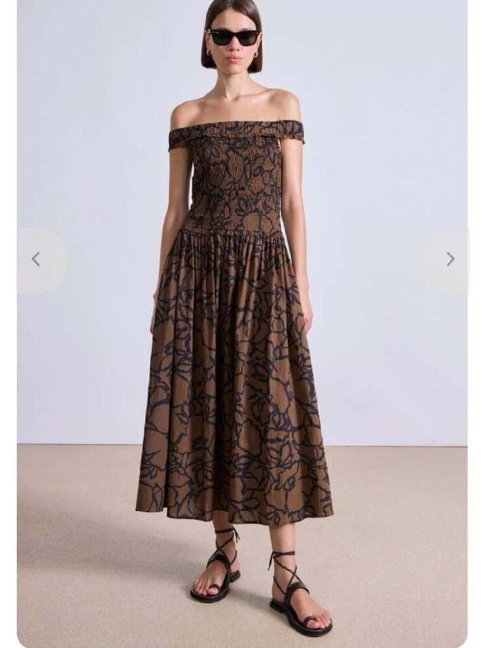 Apiece Apart Women's Brown and Black Strapless Midi Dress - New Without Tags